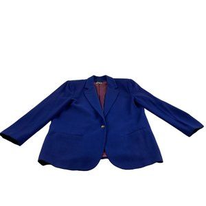 Vintage Radcliffe Royal Blue 100% Wool 80's Blazer Shoulder Pads Sz 16